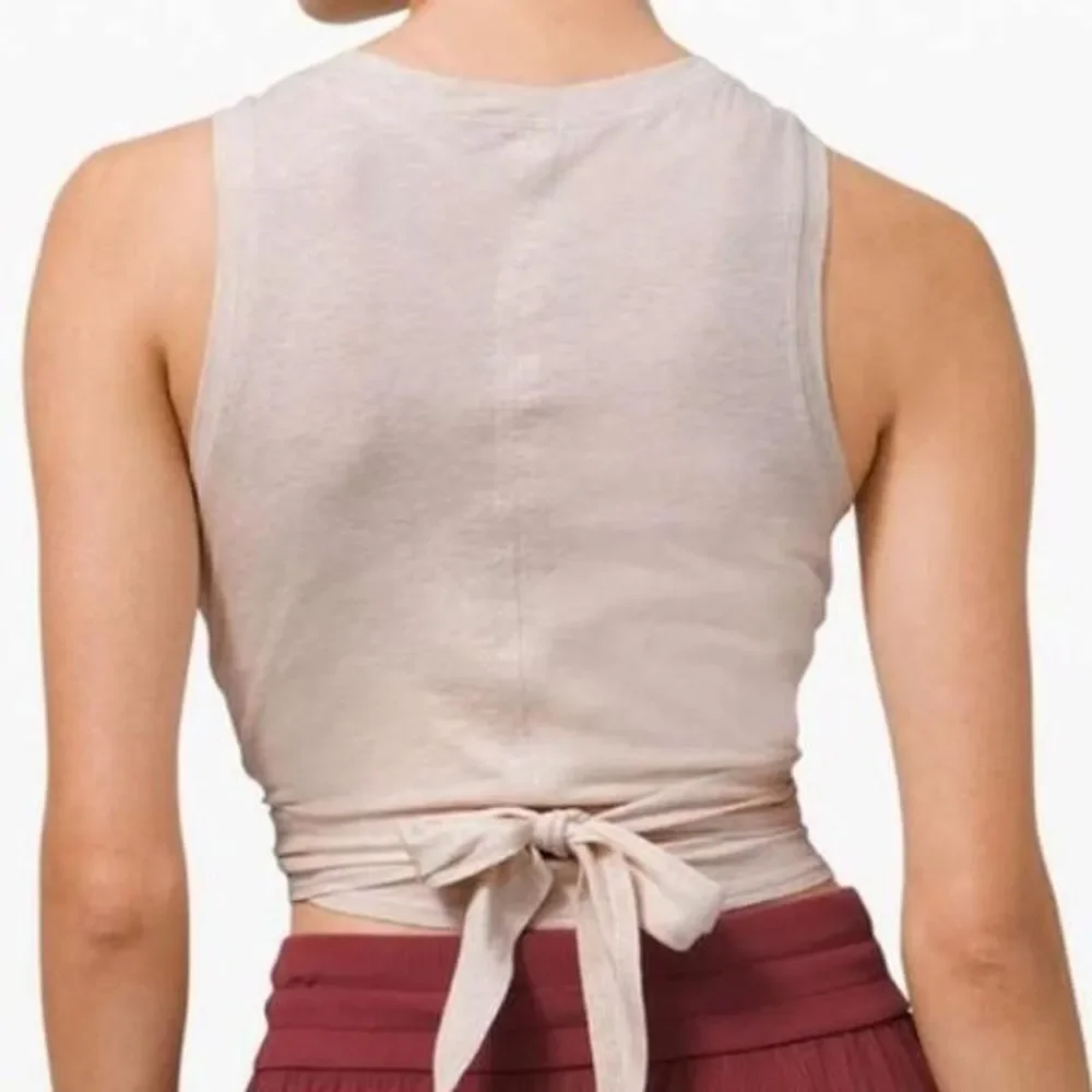 Lululemon Women's Pink Time to Restore Tank front Wrap Tie Bow Medium